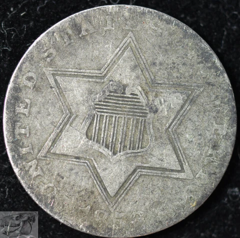 1856 Silver Three Cent, Trime, Very Good+ Condition, Free Shipping in USA, C5513 Cover