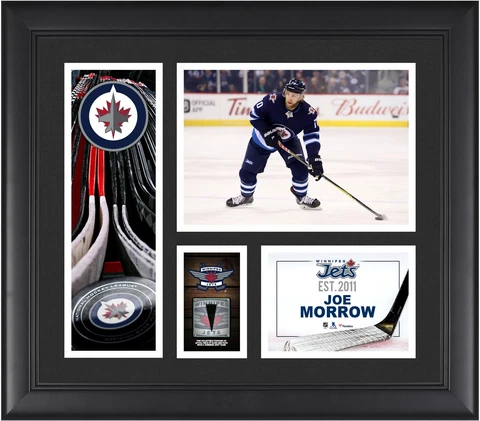 Joe Morrow Winnipeg Jets Framed 15x17 Collage & Piece of GU Puck Cover