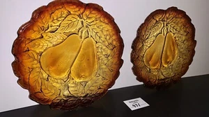 2 Indiana Tiara Glass 6" Burnt Honey SWEET PEAR Avocado Vintage - Picture 1 of 5