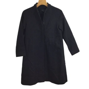 Cos Womens Wool Cashmere Overcoat Coat Jacket Side Slit Pockets Black Size 2 - Picture 1 of 14
