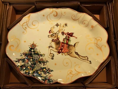 WILLIAMS SONOMA Twas Night Before Christmas REINDEER SERVING PLATTER - 19" Oval - Image 1 of 2