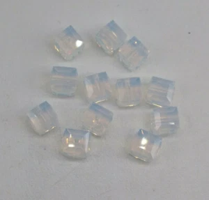 6pc Swarovski Crystal White Opal 6mm Cube 5601 Beads; Faceted Square - Picture 1 of 1