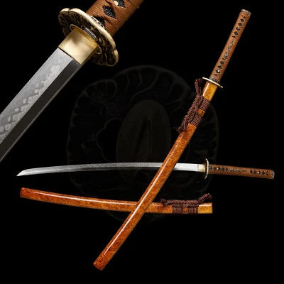 KATOKU Japanese Samurai Katana Sword L6 Steel Clay Tempered Real Hamon Razor Sharp