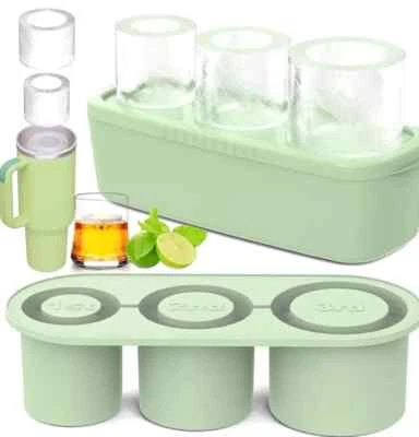 Ice Cube Tray for Tumbler Cup 30Oz-40Oz, 3 Pcs Silicone Cylinder Ice Mold  — 第 1/4 张图片