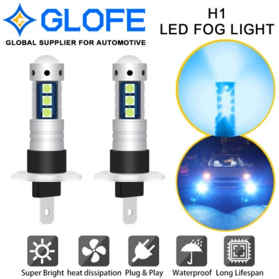 2X 8000K Ice Blue H1 15SMD 3030 LED Projector Lens Fog Lights Bulbs Driving - Image 1 of 4