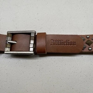 RARE Affliction Men's Tan Leather Studded Belt Size Large - Picture 1 of 14
