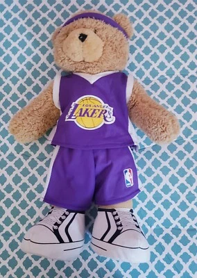 Camiseta deportiva 2010 NBA Los Angeles Lakers peluche 17" oso de peluche púrpura con zapatos blancos Foto 1 de 4