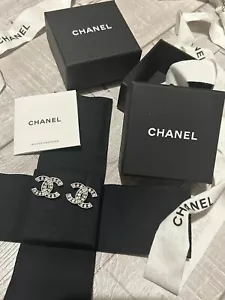 Brand New Chanel CC Logo Studs earrings With Crystal - Picture 1 of 6