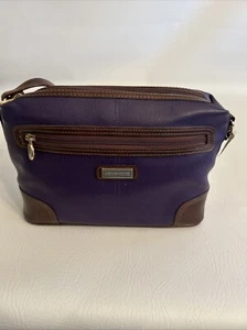 Liz Claiborne LC Crossbody Shoulder Bag Purse Plum W/Brown Top Zip NWT - Picture 1 of 17