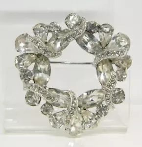 Eisenberg Early Vintage 2-1/2" Clear Rhinestone Brooch Pin Signed - Picture 1 of 5