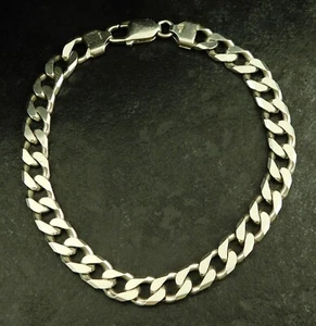 925 italienische massive Sterling Silber 7,5 mm Panzerkette Gliederkette Armband 22 cm lang 20,4 g - Bild 1 von 14