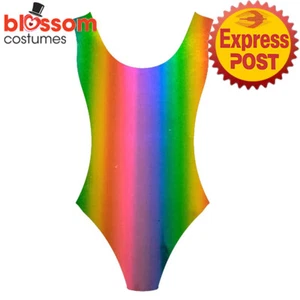CA2967 Rainbow Unisex Stripes Leotard Suit 1980s Couple Costume Mardi Gras LGTBQ - Picture 1 of 3
