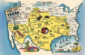 Mapa vintage de Estados Unidos Texas postal sin publicar - Imagen 1 de 2
