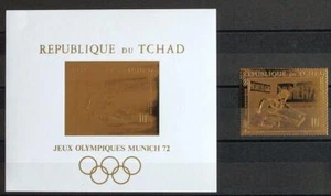CHAD 1970 OLYMPICS XF MNH** GOLD Sheet + Set, Olympia, Sports Athletics Stamps - Picture 1 of 1