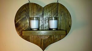  RUSTIC RECLAIMED  WOOD WALL SCONCE / CANDLE  HOLDER./ VALENTINES / MOTHERS DAY