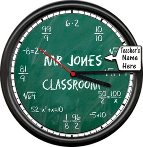 Personalized Name Chemistry Math Science Teacher Classroom Gift Sign Wall Clock - Picture 1 of 1