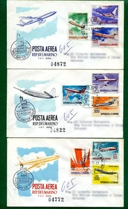 SAN MARINO UMSCHLAG F D C RHODIEN 1963 MODERNE FLUGZEUGE STORNIERUNG ERSTER TAG - Bild 1 von 1