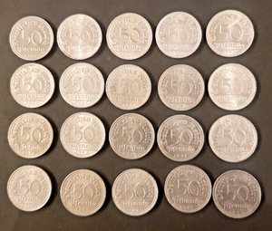 GERMANY:  Weimar Republic, Lot of 50 Pfennig Coins (20) dated 1919-1922 - Picture 1 of 2