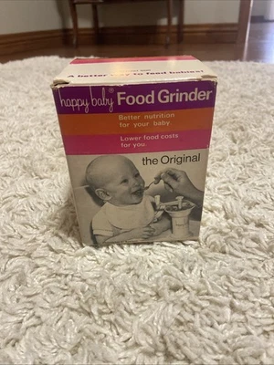 Vtg Happy Baby Fresh Food Manual Masher Grinder Mill Portable W/ Manual & Box - Image 1 of 4
