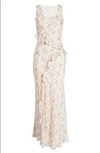 NEW LoveShackFancy THISBE RUFFLE MAXI Tiered Lace Silk Dress Sz 4 - Picture 1 of 15