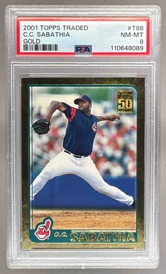 110648089 CC Sabathia 2001 Topps Traded & Rookies #T88 золото /2001 PSA 8 - Изображение 1 из 3