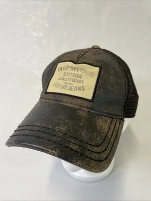Sombrero de Camionero True Religion Jeans Malla Estado Envejecido Marrón Y2K Años 90 De Colección Foto 1 de 4