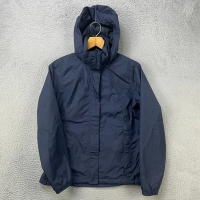 Chaqueta impermeable The North Face para mujer mediana azul marino impermeable cremallera completa con capucha Foto 1 de 4
