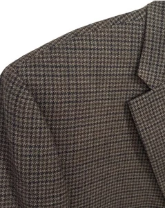 Lauren Ralph Lauren Blazer Men 46R Brown Houndstooth Wool Sport Coat Jacket - Picture 1 of 5