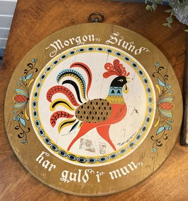 Tablero de pan de gallo vintage decoración de pared pintado a mano Foto 1 de 4