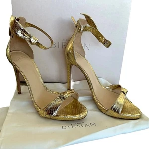 Sandalias Alexandre Birman metálicas doradas de cuero Clarita envolventes al tobillo talla 36,5  - Imagen 1 de 11