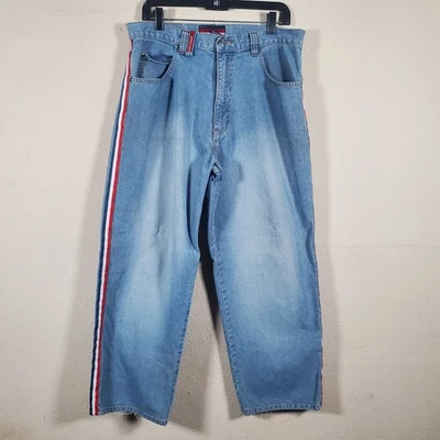 Pantalones de mezclilla de patinador Y2K Wear First de colección ropa de calle pierna ancha lavado ligero 32x30 EE. UU. Retro Foto 1 de 4