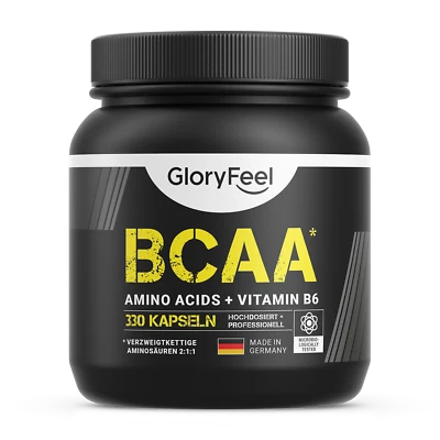 GLORYFEEL BCAA 330 Kapseln - Hochdosiert mit L-Leucin, L-Valin, L-Isoleucin und Vitamin B6