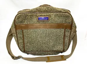 Vintage 90s Jordache Tan Tweed Crossbody Messenger Travel Carry On Bag Luggage - Picture 1 of 6
