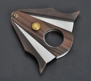 1 PC Cigar Cutter Wood Stainless Steel Double Cut Blade Lock System Cigar Tool - Picture 1 of 8