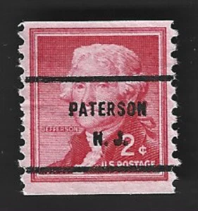 Scott# 1055 2c Jefferson coil Precancel - Paterson N.J. - (B-1) - Picture 1 of 2