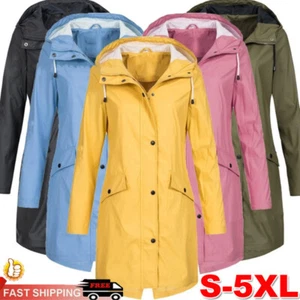 Womens Waterproof Raincoat Ladies Outdoor Wind Rain Forest Jacket Coat Plus Size - Picture 1 of 16
