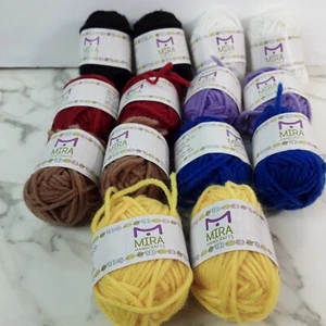 Mira Handcrafts Lot of 14 Acrylic Yarn Skeins 7 Assorted Colors 22 Yards Each - Picture 1 of 3