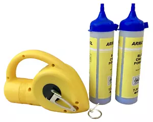 Roofers ROAD MAXI LINE 30m Roof Marker Winder Marking Reel + 2 BLUE Chalk Flasks - Picture 1 of 2