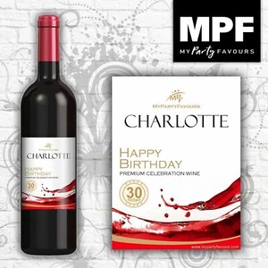 Personalised Birthday Wine Bottle Label - Red White Rose - Any name age message - Picture 1 of 15