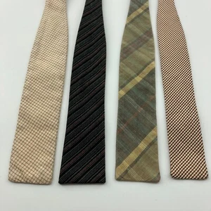 Lot of 4 Vintage Bowtie Stripes Plaid Batwing Square Ends Cotton Adjustable - Picture 1 of 11