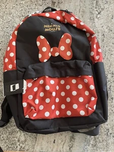 Nuevo con etiquetas Disney Minnie Mouse Mochila Grande 16" Bolso para Libros Negro/Rojo LUNARES DOT - Imagen 1 de 4