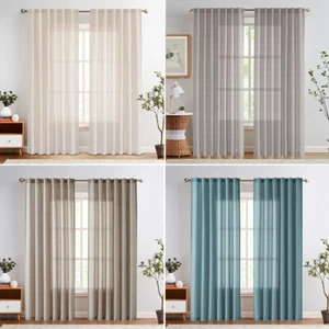 2 Panels Solid Color Rod Pocket Window Curtains for Bedroom Treatments Drapes - Picture 1 of 20