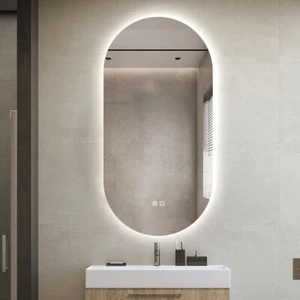Frameless Oval LED Mirror 130x70cm HD Backlit Dimmable Defogger Touch Sensor - Picture 1 of 6