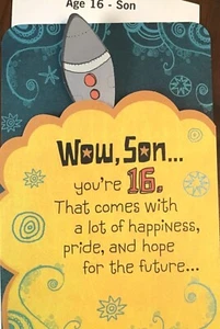 Karte 16. Geburtstag, für SOHN, Happy 16. Geburtstag SOHN, 2 Auswahl Punze 45D - Bild 1 von 9