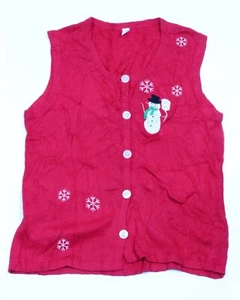 Red Vintage UGLY Christmas Sweater Vest - LADIES - SMALL - Picture 1 of 1