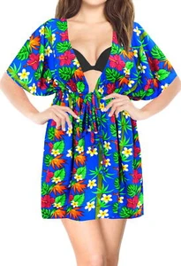 LA LEELA Women's Beach Bikini Cover Up for Swimwear Kaftan US 14-24W Blue_C14 - Picture 1 of 3