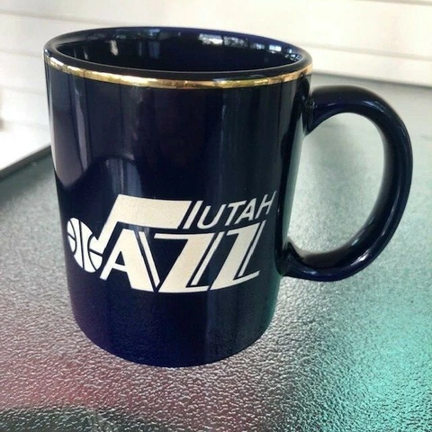 Utah Jazz Vintage Coffee Mug Cup NBA Basketball Blue Gold Cream Colin Sexton Cover