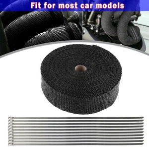 Schwarz 2 "50ft Fiberglas Auspuff Header Pipe Heat Wrap Tape + 10 Krawatten Kit - Picture 1 of 9