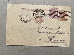 C) Intero postale Novara 24.3.25 per Gozzano forata  - Imagen 1 de 2