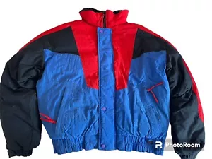 Field & Stream Vintage Down Puffy Jacket Multicolor Men's Medium Blue Black Red - Picture 1 of 15